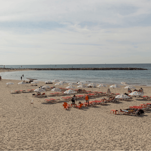 Dip your toes in the water at Trumpeldor Beach, just fifteen minutes away