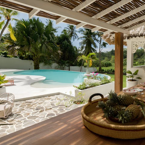 Start the morning with a refreshing dip in the private pool