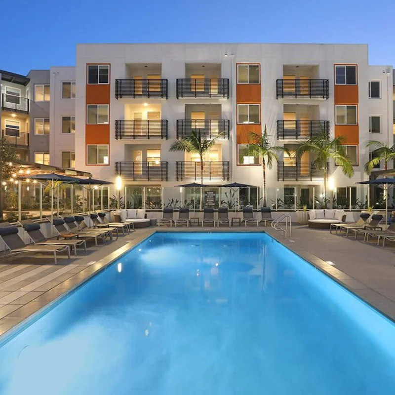 Soak up the sun in the resort-style courtyard, with a heated pool, jacuzzi, fire pit and cabanas