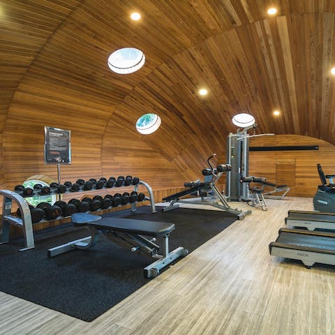 Work out in the well-equipped on-site gym