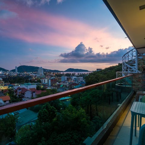 Gaze out over Patong Beach from your private balcony