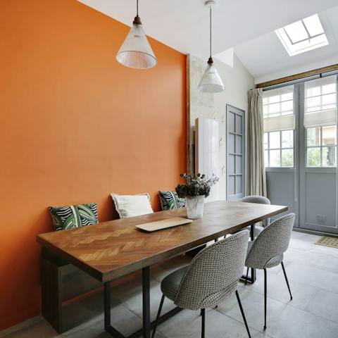 Sit down for breakfast in the bright and colourful dining area