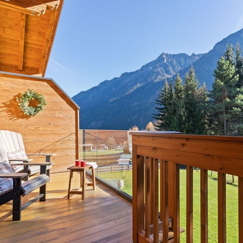 Gaze across the forest to the mountains from your balcony