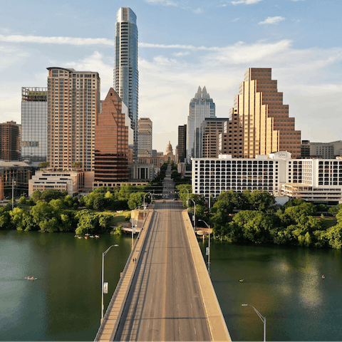 Visit Downtown Austin, a thirty-minute walk or five-minute ride away