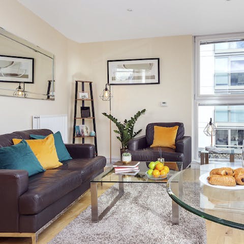 Lie back and relax in the bright living space after a day of London sightseeing
