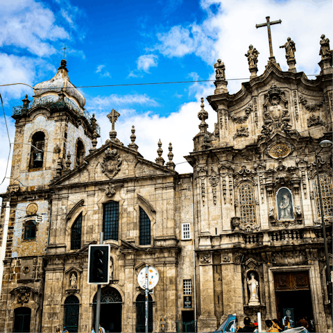Take a tour of the Igreja do Carmo, a short car ride away