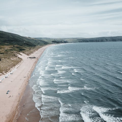 Spend a day at Woolacombe – the Blue Flag beach is just a ten-minute drive away