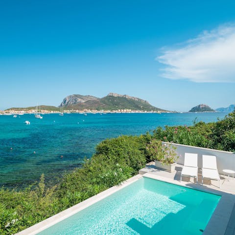 Swim laps of your private heated pool while gazing out at the incredible sea views
