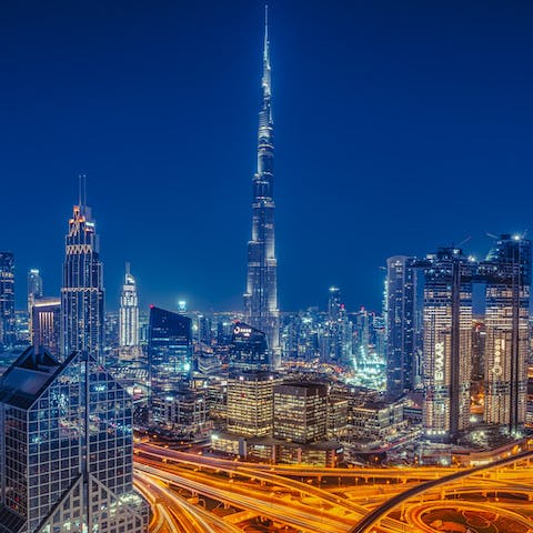 Enjoy nights out in Downtown Dubai, a short taxi ride away