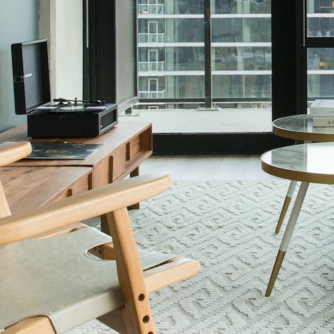 Spin a few tunes on the home's record player