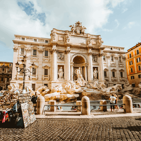 Stay in the heart of Rome, just a twenty-minute walk from the Trevi Fountain