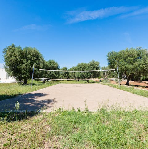 Challenge the family to a game of volleyball on the private court 