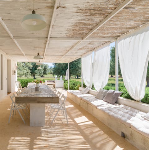 Relax under the veranda while the Italian sun peeps through