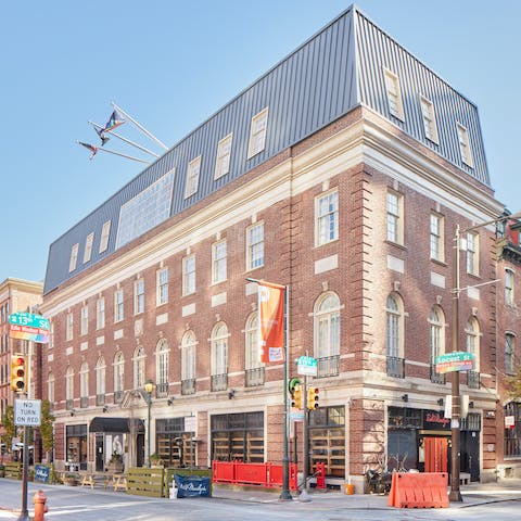 Stay in this historic red-brick building – former home of the Printing Industries of Philadelphia