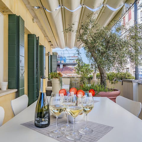 Sip something cold and crisp on the second terrace