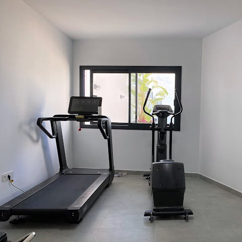 Get your endorphins flowing with a workout in the on-site gym