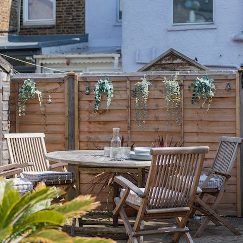Take advantage of sunny days and enjoy your meals outside in the private garden