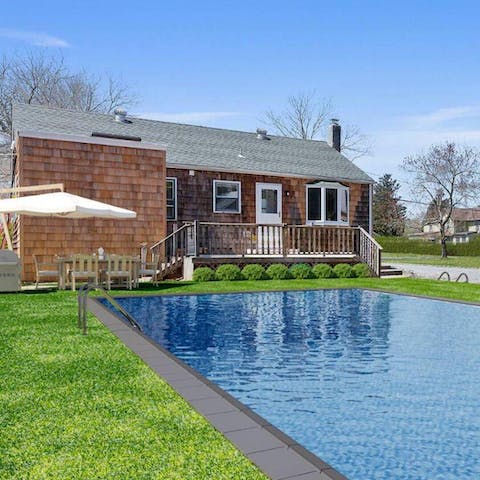 Cool off after a hot day in The Hamptons with a dip in the private pool