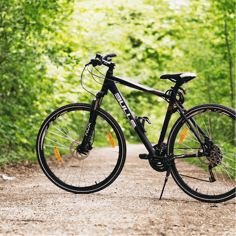 Borrow the host's bicycles and head out on a riverside route