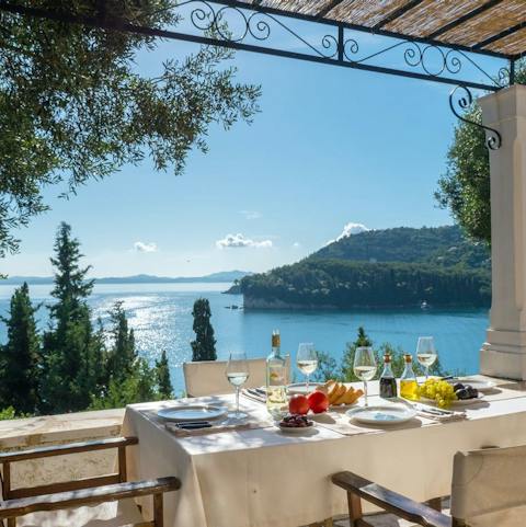 Gaze at the Ionian Sea as you sup on fresh octopus and local wine