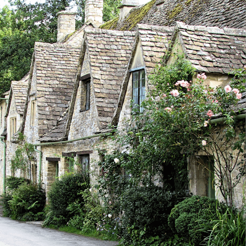 Explore the charming Cotswold villages on your doorstep, including Bibury, just a twenty-four-minute drive away