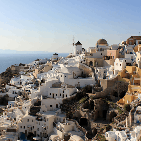 Drive less than ten minutes to Oia's whitewashed houses and rugged clifftops