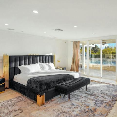 Wake up to canyon views from the stylish main bedroom