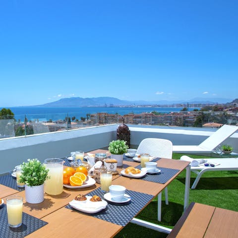 Enjoy a continental breakfast on the open-air table