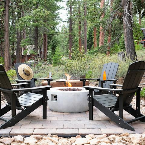 Enjoy peaceful evening drinks around the gas fire pit
