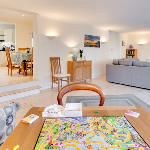 End the evening with a family game night – there's a selection of board games to choose from