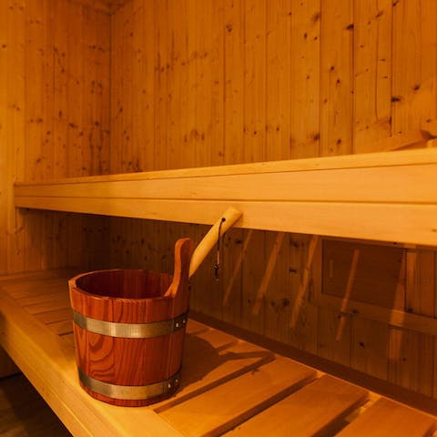 Enjoy a long, sweaty session in your own private sauna