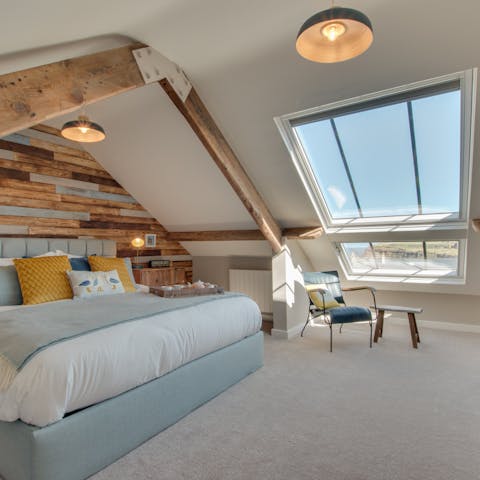 Wake up to glorious views of Whitby Abbey and headland in the master bedroom