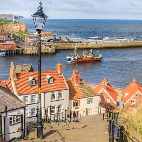 Go out and explore Whitby – you're just a five minute walk from the beach and a ten-minute stroll from the 199 Steps