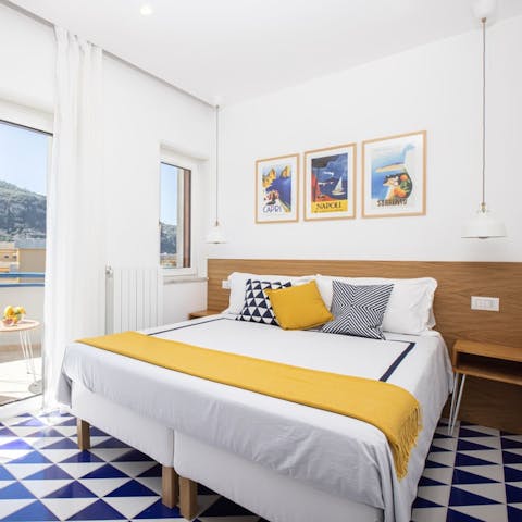 Wake up in the bright bedrooms to sunshine and sea views