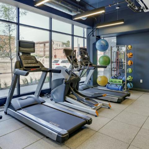 Start mornings with a workout in the on-site gym