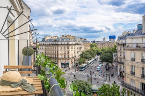 Look out over Paris as you enjoy your coffee on the balcony