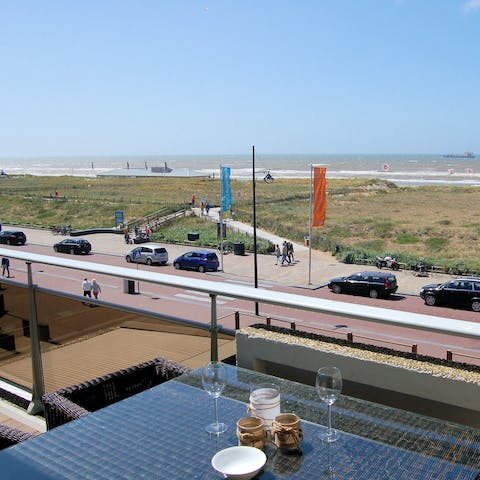 Enjoy a glass of wine outside on the balcony as you admire the sea views
