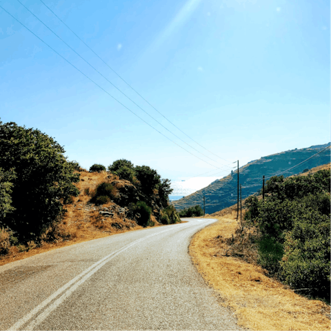 Explore Santorini Caldera by car, only a twenty–two–minute drive away
