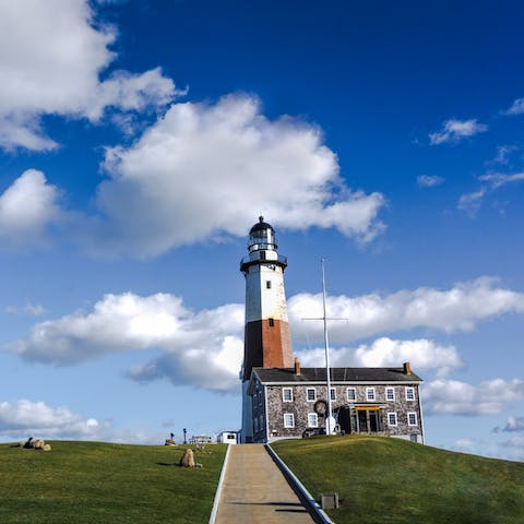 Explore the Montauk Lighthouse Museum, a sixteen-minute drive away