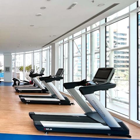 Keep on top of your fitness regime with a session in the shared gym