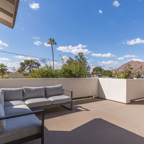 Look out at Scottsdale's canyons from the upper terrace