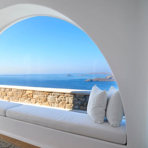 Admire the stunning sea view from the pretty window seat