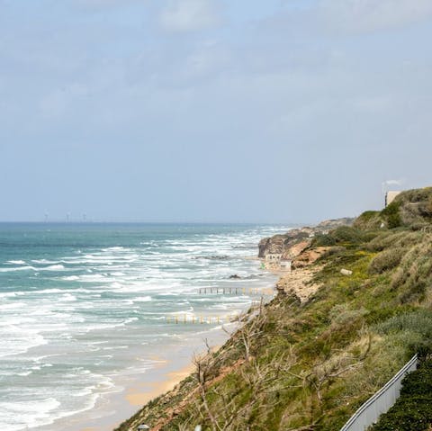 Discover Netanya’s 12km-long sandy shores, just a short walk away