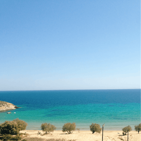 Drive up to Nea Skioni beach, one of the most beautiful in Halkidiki