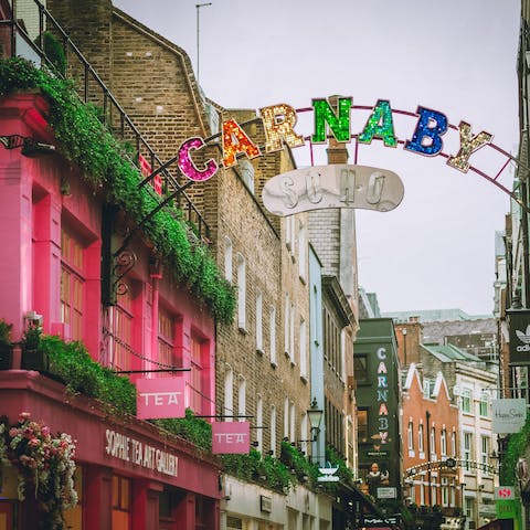 Visit Soho's lively Carnaby Street, an eleven-minute walk away