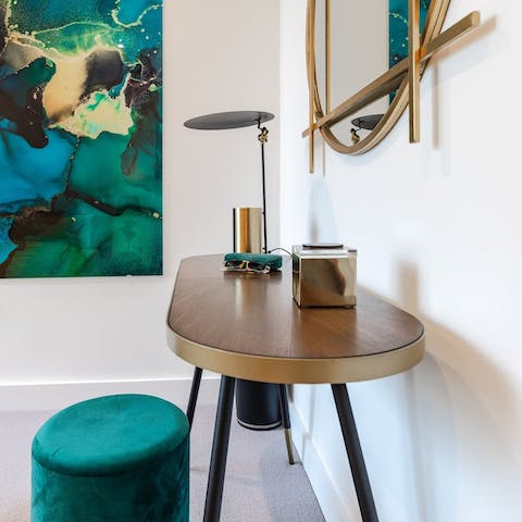 Catch up on work at the bedrooms' vanity desk spaces