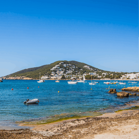 Visit the beach at Santa Eulària des Riu, just a thirteen-minute drive away