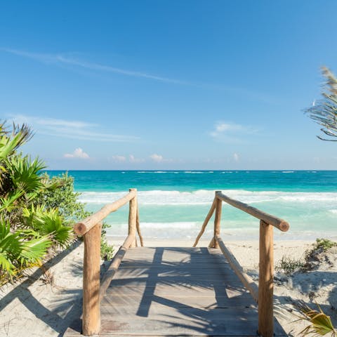 Walk straight onto the beach in the Sian Ka'an Biosphere Reserve