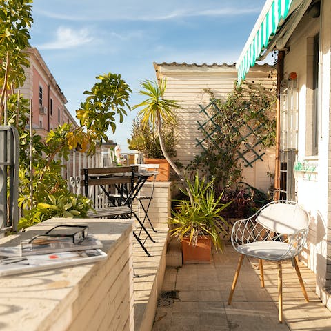 Sip a chilled pinot grigio out on your private, plant-filled terrace