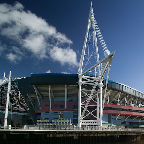 Watch a rugby game at Principality Stadium, a ten-minute walk from your doorstep